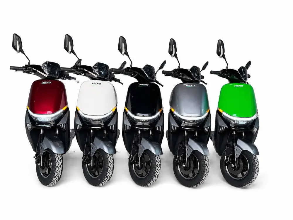Nexo Nine lineup in five colours on a showroom floor